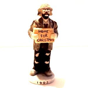 Vintage Emmett Kelly Flambro Home For Christmas Ceramic Ornament 1992